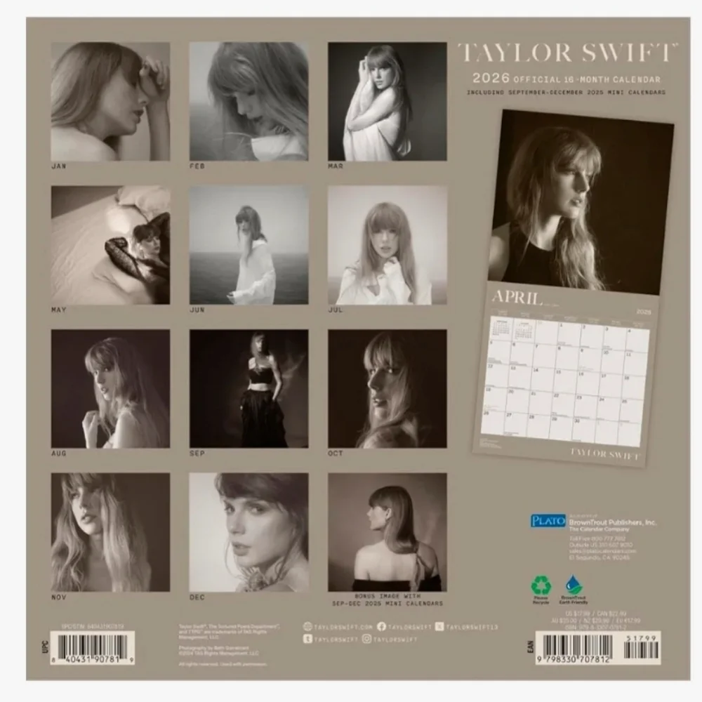 Taylor Swift Official‎ 2026 12 X 24 Inch (Hanging) Monthly Square Wall Calendar